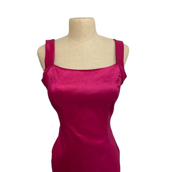 Jump Apparel By Wendye Chalin Fuchsia Satin Mermaid Dress With Back Lace-Up Deta - Picture 4 of 10